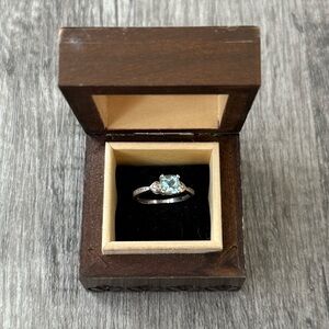 Pandora Silver Ring with Light Blue Gemstone